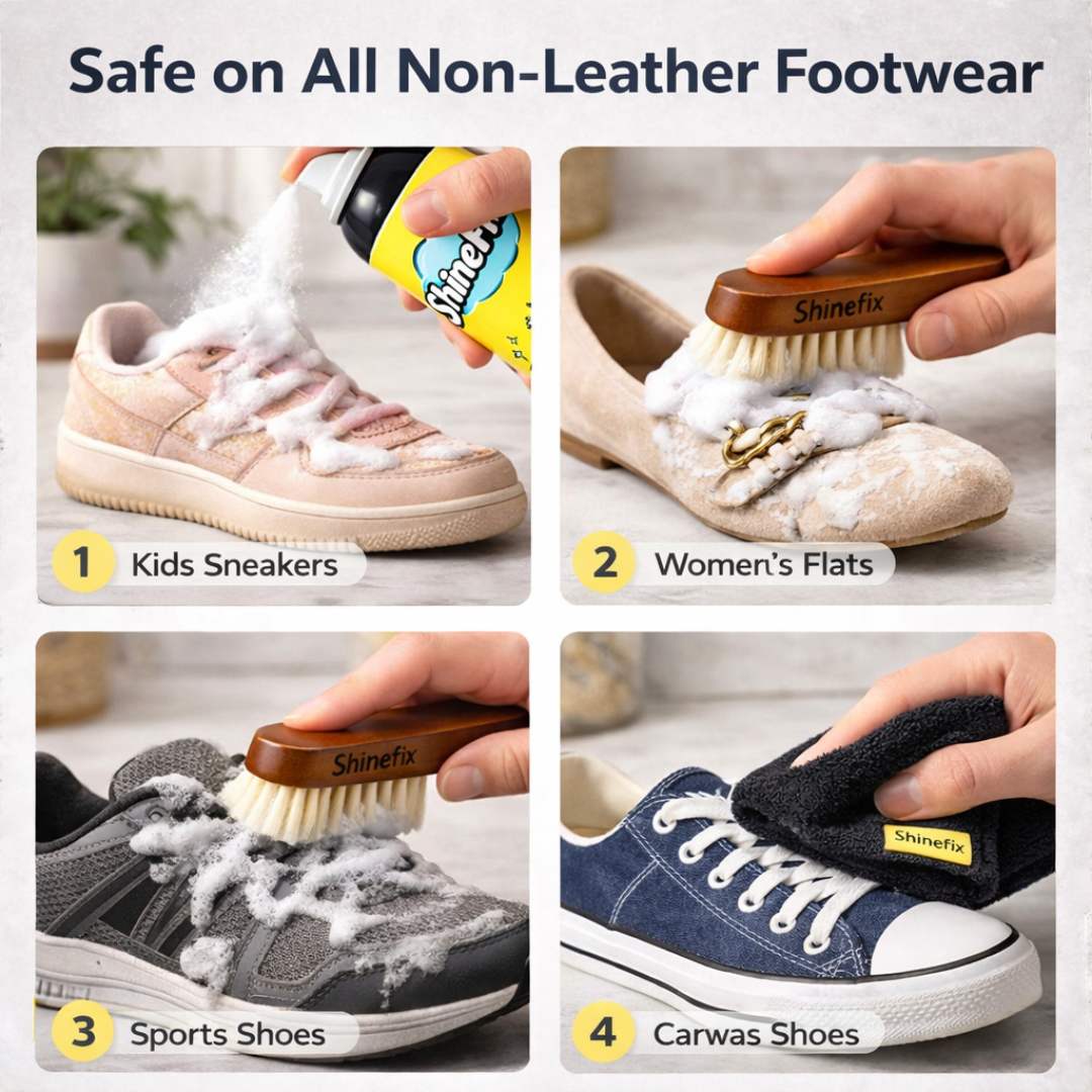 Shoe Cleaning Foam Spray Kit - 1 Bottle Foam Spray, 1 Cleaning Brush, 1 Cleaning Cloth