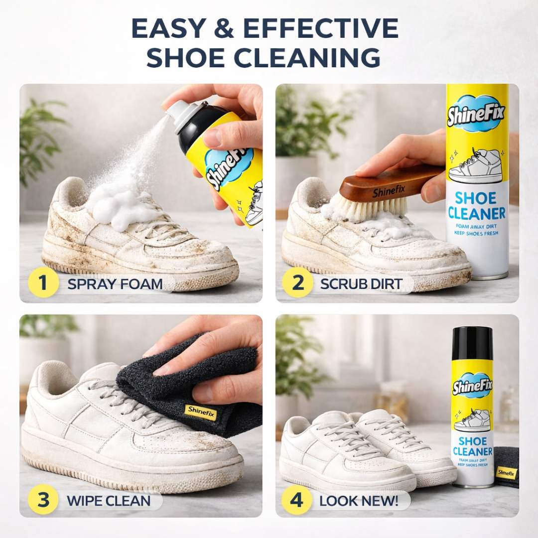 Shoe Cleaning Foam Spray Kit - 1 Bottle Foam Spray, 1 Cleaning Brush, 1 Cleaning Cloth